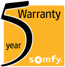 5 years warranty period for Somfy products