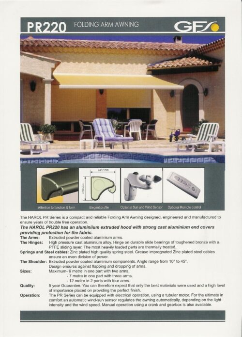 HAROL PR210-PR220 CLASSIC FOLDING ARM AWNING