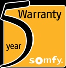 5 years warranty period for Somfy products