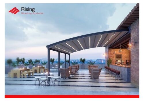 retractable pergola system manufactured by Rising Shading Systems.