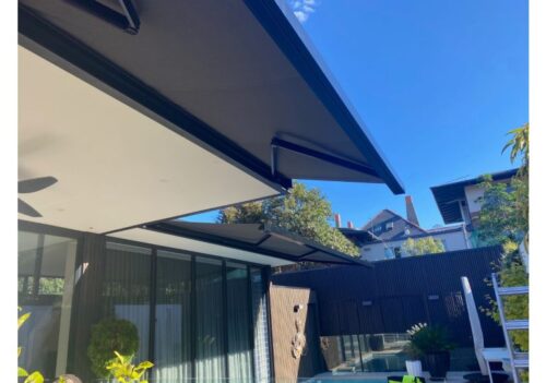 retractable folding arm awning