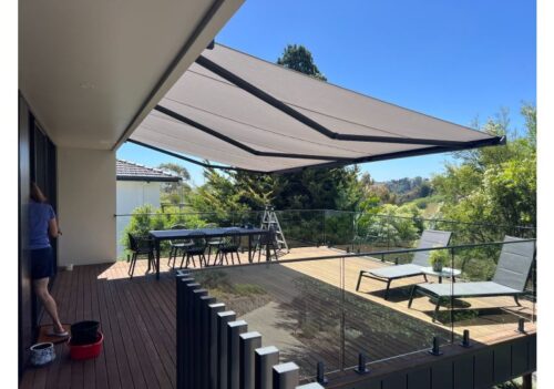retractable folding arm awning