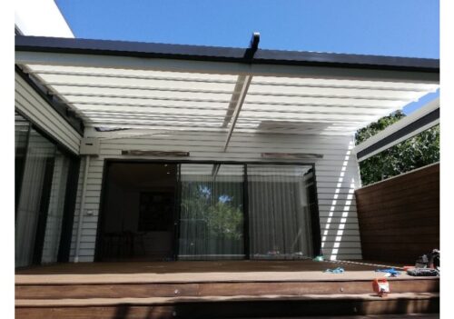 retractable louvered pergola roof system